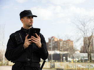 Security officer using agnet