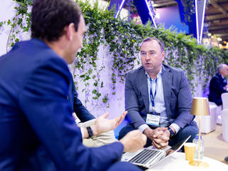CCW 2025 Etienne head of strategic marketing at Airbus in a meeting with a partner