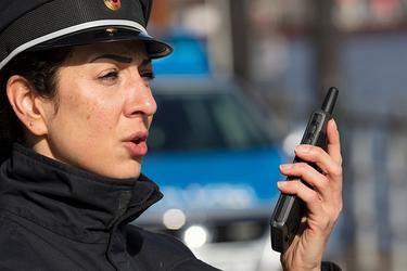German policewoman talking to Tactilon Dabat German policewoman talking to Tactilon Dabat