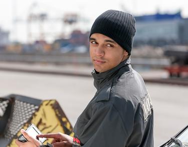 Security professional in a port Security professional in a port