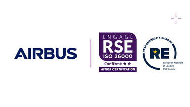 Airbus logo with AFNOR RSE label Airbus logo with AFNOR RSE label
