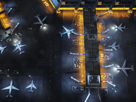 Airport at night taken from above