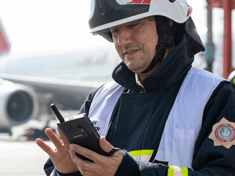 Fireman using Tactilon Dabat at Dubai airport