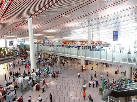 Beijing airport global view inside terminal