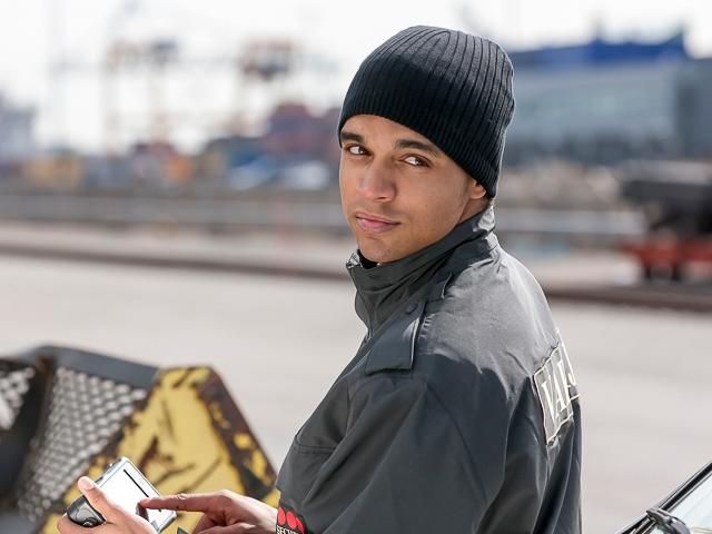 Security professional in a port