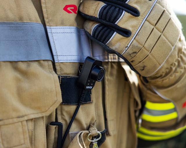 Fireman wearing a bodyworn camera Fireman wearing a bodyworn camera
