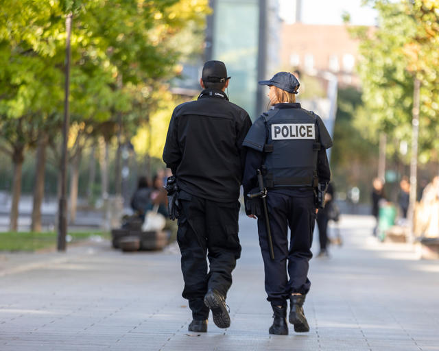 Police officer and security guard