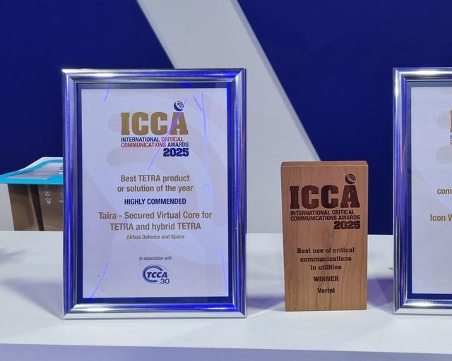 ICCA 2025 awards for Airbus TETRA Taira product and Vertel customer ICCA 2025 awards for Airbus TETRA Taira product and Vertel customer