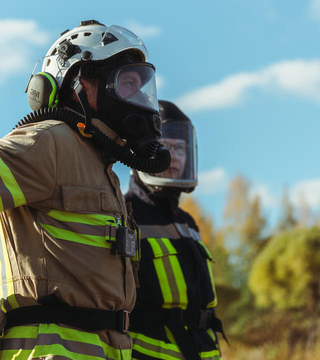 Firefighters preparing for a mission