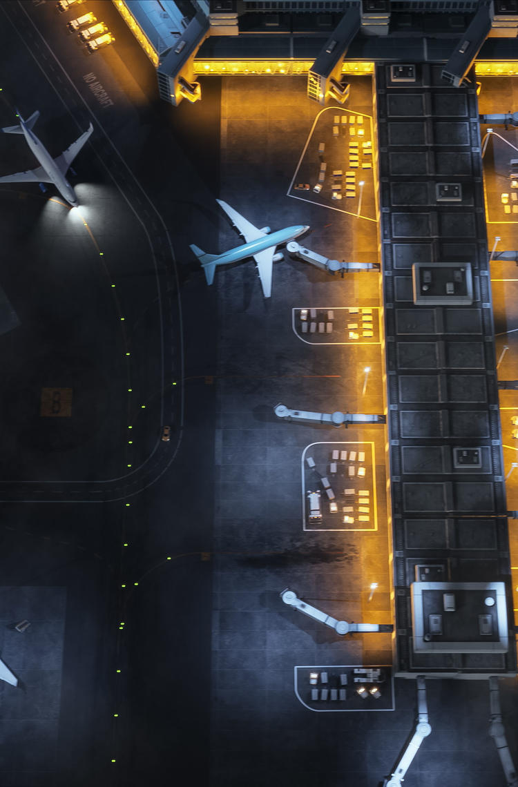 Airport at night taken from above Airport at night taken from above