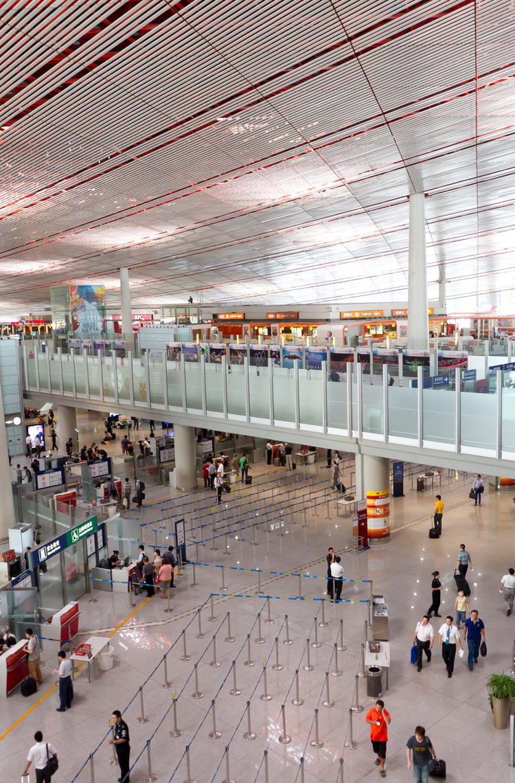 Beijing airport global view inside terminal Beijing airport global view inside terminal
