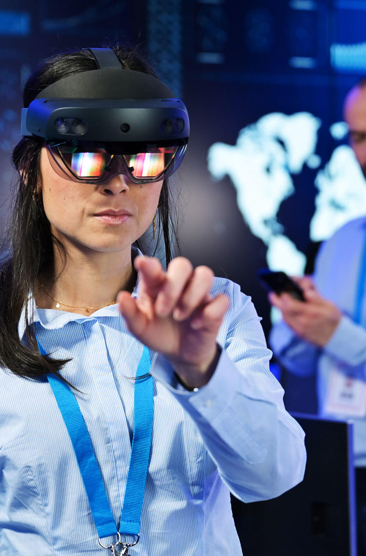Command and control room operator using vr glasses Command and control room operator using vr glasses