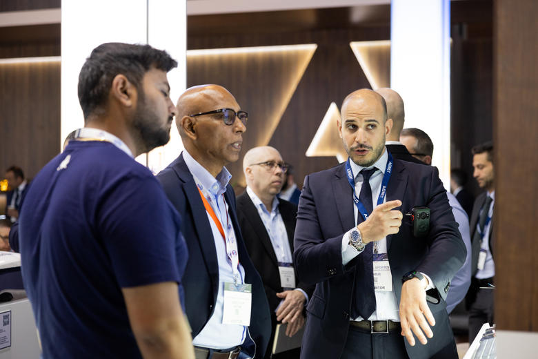 CCW 2024 in Dubai - Airbus business analyst demonstrating smart watch capabilities with Agnet
