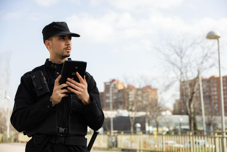 Security officer using agnet