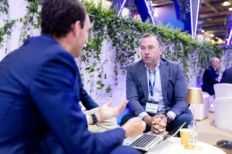 CCW 2025 Etienne head of strategic marketing at Airbus in a meeting with a partner